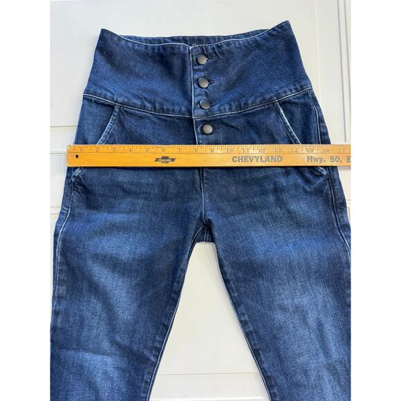 Frame Womens Jeans 26 Leandro Skinny Button Fly Blue Military High Waist Stretch - Picture 8 of 8